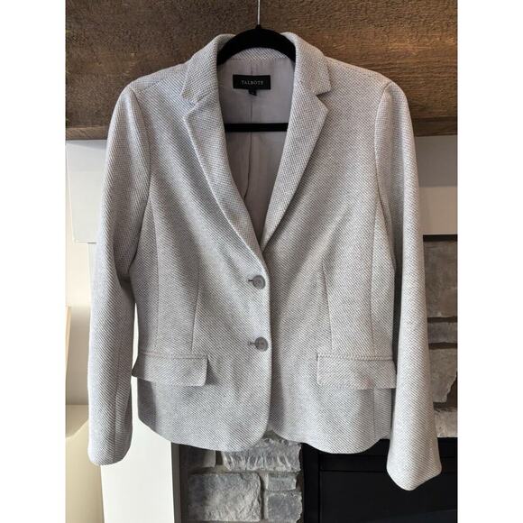 Talbots Jackets & Blazers - Talbots 10 Jersey Two Button Blazer Gray Textured Notched Collar Stretch Career